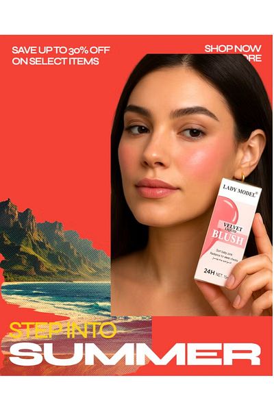 LADY MODEL ® Velvet Liquid Blush 15ml Long Lasting 24H Cheek Soft Baby Pink Natural Radiant Finish