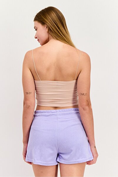 Sinsay Women Square Neck Sleeveless Plain Tank Top, Pink