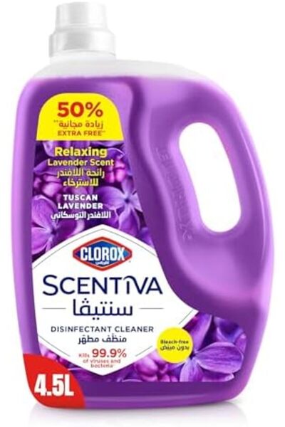 Clorox Scentiva Disinfectant Floor Cleaner 4.5L, Tuscan Lavender, Kills 99.9% of Viruses and Bacteri