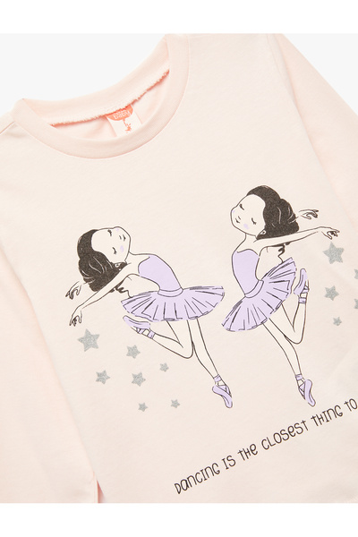 Koton Μακρυμάνικο μπλουζάκι με λαιμόκοψη από βαμβάκι