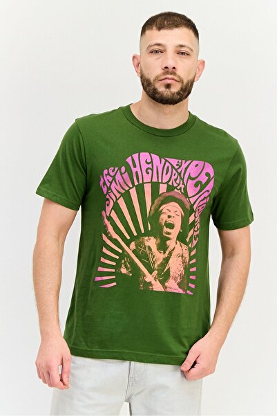 GAP Men Crew Neck Short Sleeve Graphic Print T-Shirt, Navy Dark Olive
