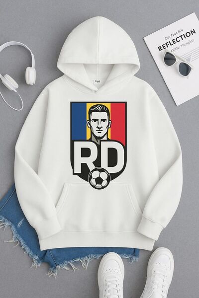 CLASSY.MODA România Echipa Națională RD Design 3 Thread Hoodie Kangaroo Pocke...