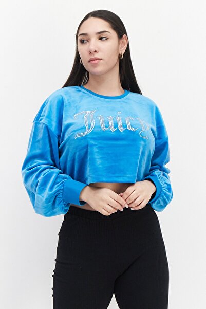 Juicy Couture Women Round Neck Embellish Sweatshirt, Blue