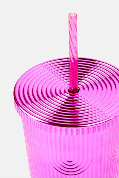 DIAMOND HOME Mermaid Tumbler With Straw And Lid 710 ml, Pink
