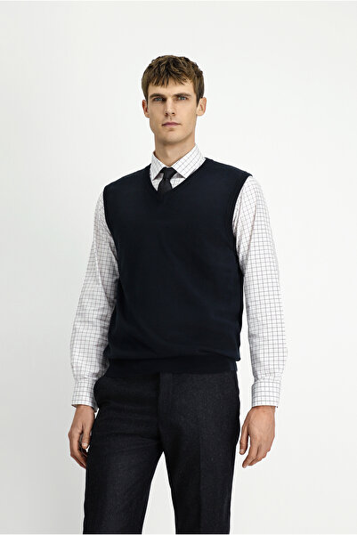 Kiğılı V Yaka Pamuklu Kaşmir Triko Süveter