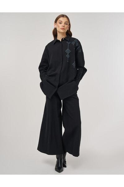KYR Embroidered Cotton Double Suit Black