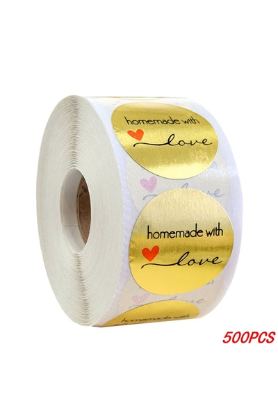 Choice7 H0527-500PCS 100-500pcs 1inch Vintage Kraft Paper Handmade With Love Stickers for Package Thank You