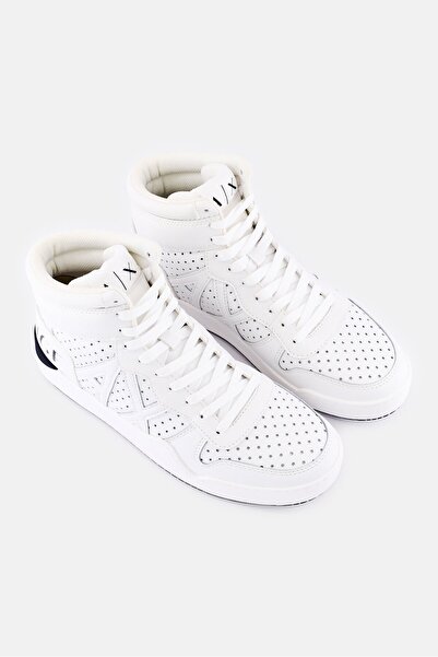 Armani Exchange Men Medium High Cut Lace Up Casual Shoes, White