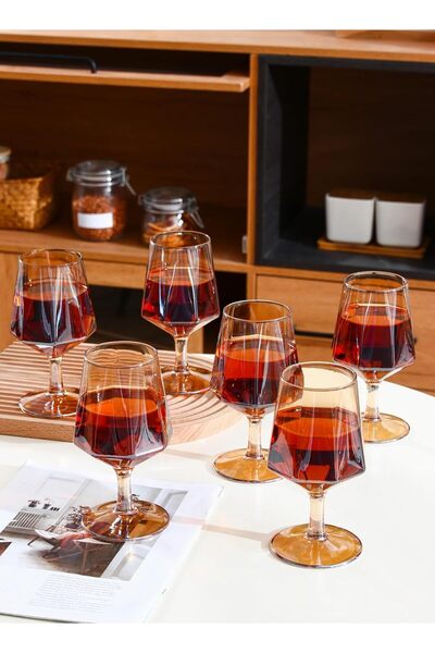 sharpdo 6 Pieces 430ml Innovative European Diamond-Shaped Glass Juice Cups with High Foot, by Sharbedo