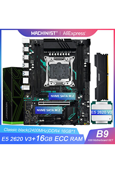 Choice1 لوحات الأم MACHINIST X99 Motherboard LGA 2011-3 Xeon E5 2620 V3 CPU Processor Kit DDR4 16GB 2400MH