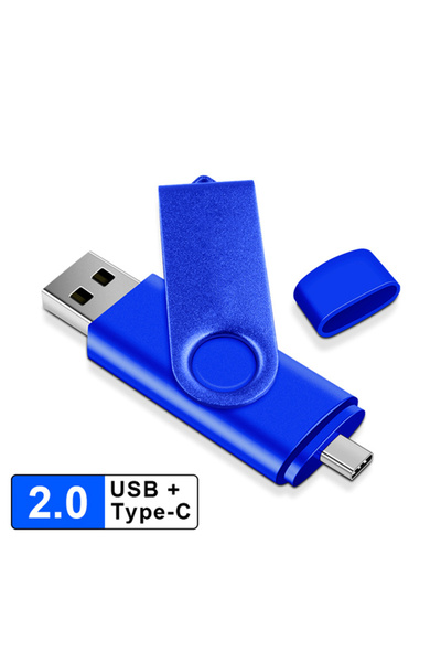 Choice محرك أقراص USB محمول 2 في 1 من النوع C OTG معدني أزرق 128 جيجابايت، ذاكرة USB بسعة 128 جيجابايت، 4 جيجابايت، 8 جيجابايت، 32 جيجابايت، 64 جيجابايت، 128 جيجابايت
