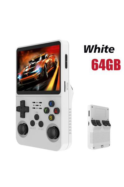 Choice وحدة تحكم ألعاب فيديو محمولة R36S جديدة باللون الأبيض بسعة 64 جيجابايت...