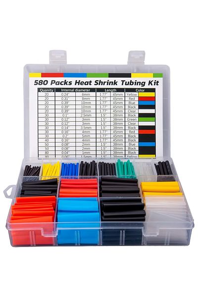 Choice 580pcs in box 580/560Pcs Heat Shrink Tubing Kit EVA Material in 6 Colors 11 Sizes - Ideal for Electr