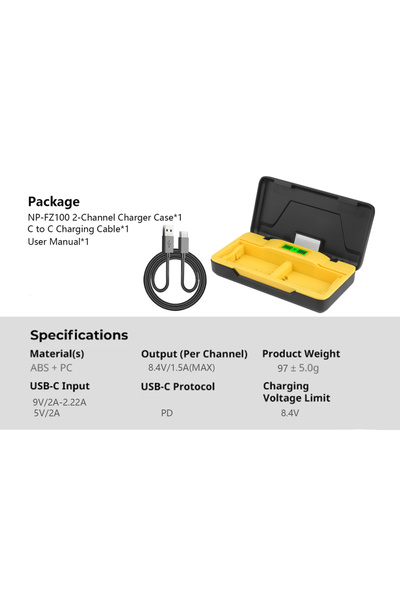 PROBTY شاحن PD NP-FZ100 شاحن بطارية 20 وات شحن سريع مع فتحات بطاقة SD لكاميرا...