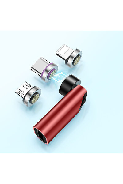 Choice محول شحن سريع PD 5A أحمر بثلاثة رؤوس يدور بزاوية 540 درجة ومحول مغناطي...