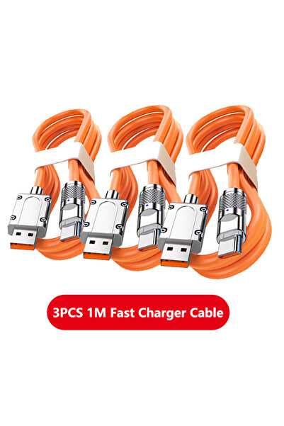 Choice 3 قطع - 1 متر، 3 قطع كابلات شحن فائقة السرعة من النوع C من السيليكون ا...