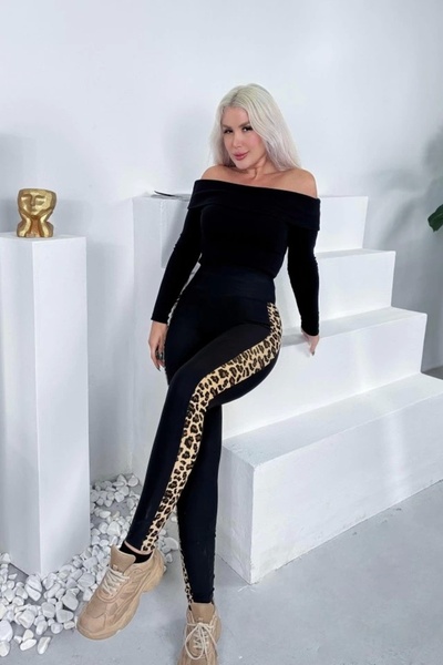 MetuCA Women's Full Lycra Micro Diver Fabric Leopard Print High Waist Leggings