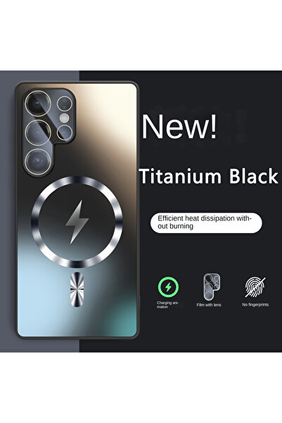 Choice جراب مغناطيسي فائق النحافة غير لامع بلون أسود تيتانيوم لهاتف S23 ألترا...