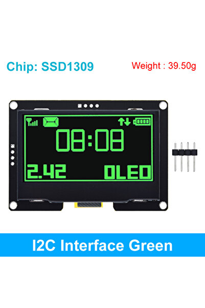 Choice شاشة LCD خضراء 2.42 بوصة I2C مقاس 2.42 بوصة بيضاء صفراء 128 × 64 وحدة عرض OLED IIC I2C SPI Seria