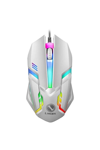 Kebidumei ماوس USB سلكي أبيض RGB ملون ماوس ألعاب رياضية إلكترونية ماوس مكتب سلكي لأجهزة الكمبيوتر المكتبية