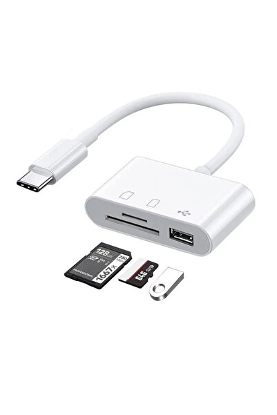 GGBEE قارئ بطاقات OTG متعدد الوظائف 3 في 1 باللون الأبيض من النوع C إلى محول ...