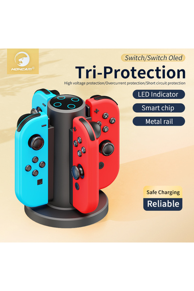 Choice قاعدة شحن HONCAM 4 في 1 سوداء اللون لجهاز Nintendo Switch مع 4 Joy-con...