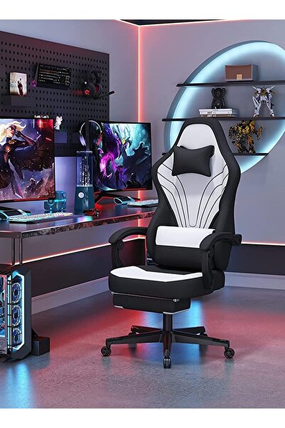 sharpdo Gaming Chair with Footrest, Adjustable Lumbar Cushion, Plastics by Sharbedo