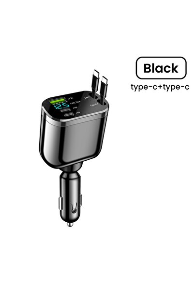 Choice محول شاحن سيارة 5 في 1 ثنائي النوع C مع خاصية الدوران وشحن سريع وشاحن سيارة USB من النوع C مع حامل قابل للسحب