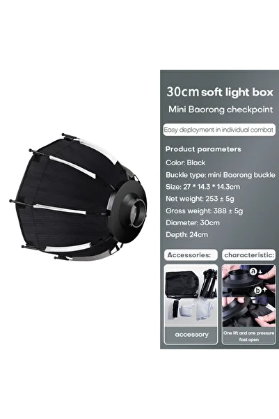 Choice 30cm Softbox Dual Color Temperature COB Photography Light 80W Professional LED Video Light Portable