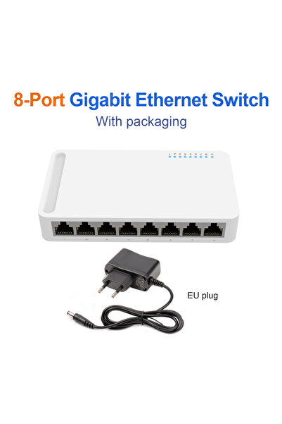 Choice محول جيجابت 8 منافذ EU-PLUG 5/8 منافذ 10/100/1000M للشبكة المنزلية مع كابل طاقة، إيثرنت للمكتب