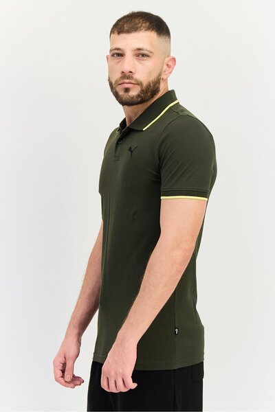 Puma Men Slim Fit Short Sleeves Outdoor Polo Shirt, Dark Olive