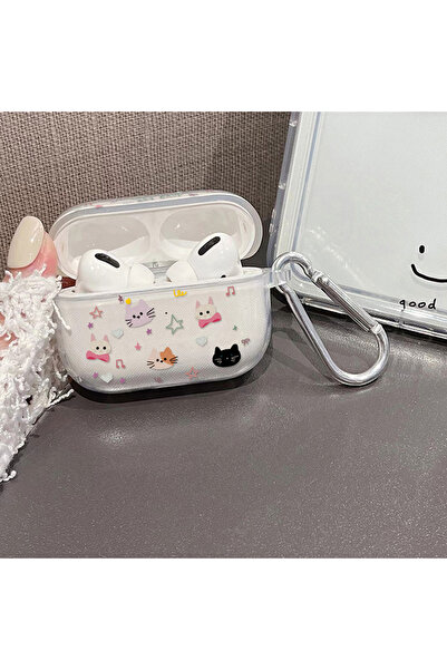 Choice حافظة سماعات Airpods pro باللون الأبيض بتصميم قطة لطيفة لأجهزة Airpods...