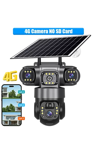 Choice 4G Camera V380 Pro 12MP 10X Zoom Triple Lens 4G Solar Camera Outdoor Three Screen PIR Motion Detecti
