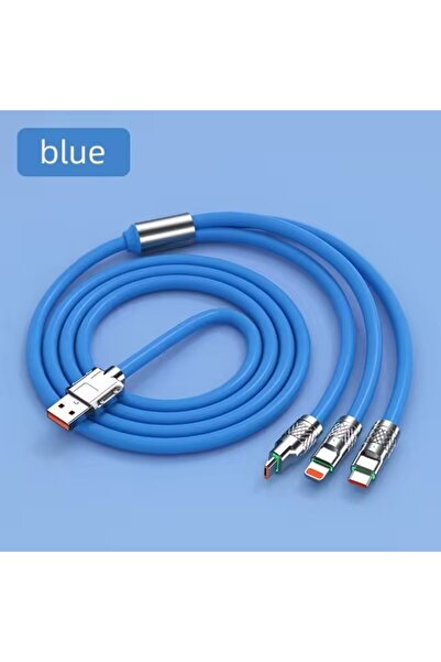 Choice كابل شحن سريع 3 في 1 أزرق بطول 1.2 متر و1.2 متر و2 متر لهاتف iPhone 11...