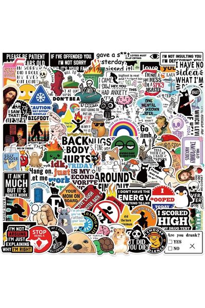 Choice MULTICOLOR 100Pcs Cartoon Snarky MEME Stickers Decals For Phone Scrapbook Skateboard Suitcase Refrig