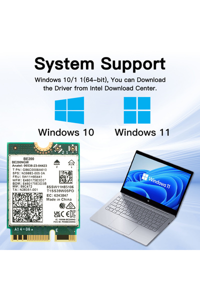 Choice WiFi 7 Intel BE200 Wi-Fi 7 BE200 Bluetooth 5.4 Wifi Card 2.4/ 5/ 6 GHz 5.8 Gbps For Windows 11 PC La