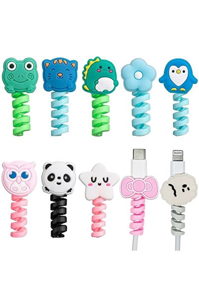 Choice 8 قطع مزيج ومطابقة 8 قطع من واقيات كابلات الشاحن المصنوعة من السيليكون الكرتوني للهاتف المحمول