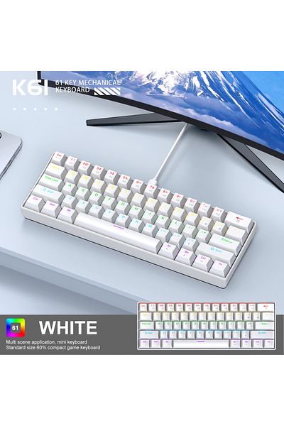 Choice Red Switch White 60% Portable Wired Mini Mechanical Keyboard, APAYADO K61 Mini Keyboard Wired,61 Key