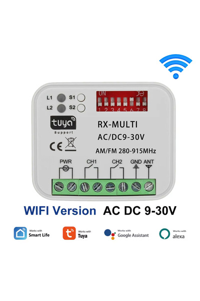 Choice1 AC DC 9-30V Wifi Universal WIFI Garage Door Remote Control Receiver 2...
