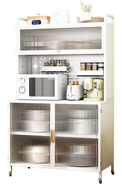 sharpdo 5-Layer Kitchen Storage Cabinet with 360-Degree Universal Wheels, Adjustable, 60x38x154cm, Manufactu