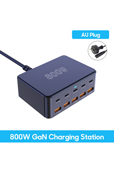 Choice شاحن GaN سريع بمقبس أسترالي بقوة 800 واط، مزود بمنفذ USB C ومحطة شحن س...