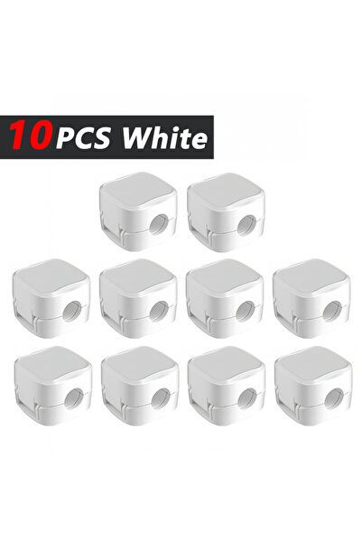 Choice ١٠ مشابك كابلات مغناطيسية بيضاء قابلة للتعديل | منظم إدارة لاصق أسفل المكتب للمنزل