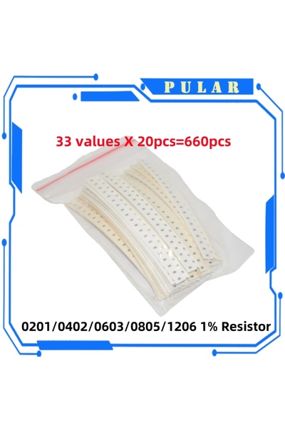 Choice1 0201 33 قيمة 660 قطعة 660 قطعة PLR 0201 0402 0603 0805 1206 مجموعة مت...