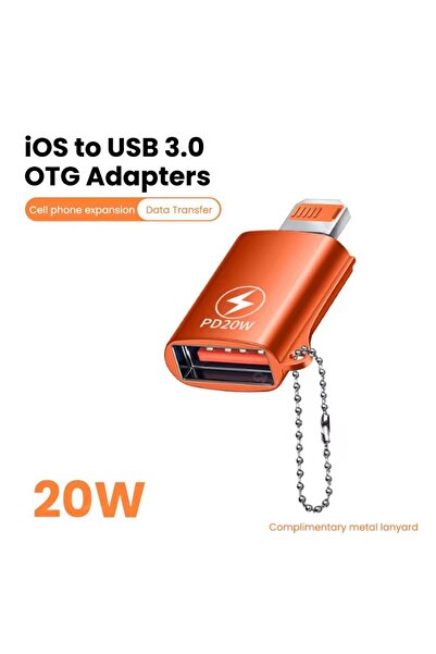 Choice Orange USB 3.0 OTG Adapter for IPhone 14 13 12 11 Pro XS Max XR X 8 Plus 7 6s IPad Lightning Male To