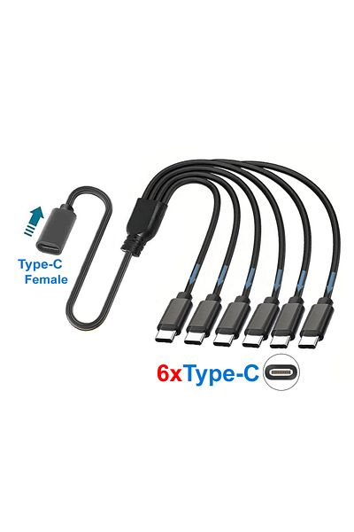 Choice 6xType C Male 50cm 50cm 1 to 4 USB C Splitter Cable Male Female 4 Port Type C Charging Cable USB C E