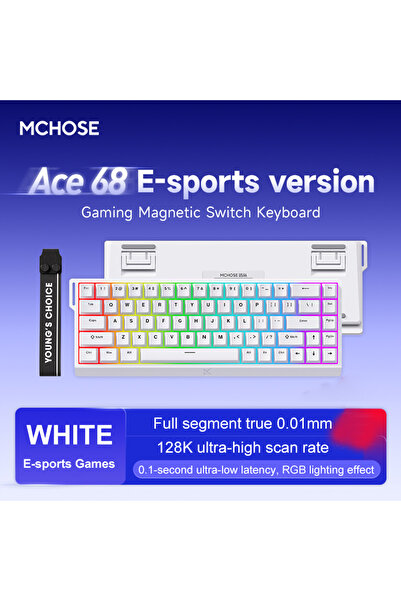 Choice Magnetic Switch ACE68-White ACE60 Pro MCHOSE ACE68 Magnetic Keyboard Wired Mechanical for Gaming 0.0