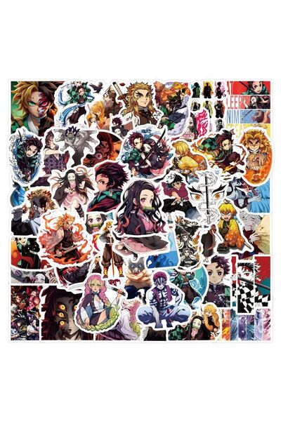 Choice MULTICOLOR 55Pcs Cartoon Demon Slayer Stickers DIY Stickers Scrapbooking Phone Luggage Skateboard Wa