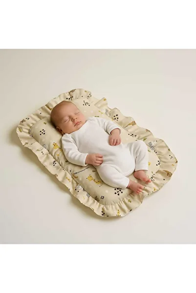JULYA KİDS Multi-Purpose Baby Nest Cotton Fabric Bag Baby Bag Portable Mother's Side Bed Beige