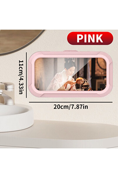 Choice حامل هاتف مقاوم للماء للحمام باللون الوردي قطعة واحدة، لا يحتاج إلى حف...