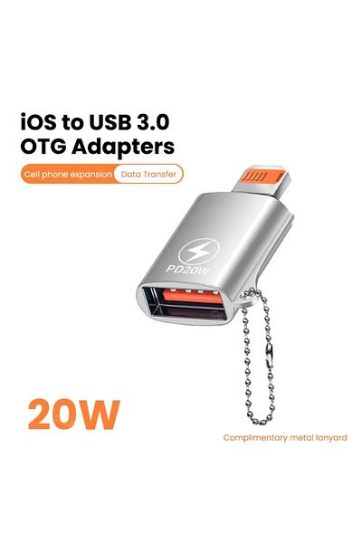 Choice Silvery USB 3.0 OTG Adapter for IPhone 14 13 12 11 Pro XS Max XR X 8 Plus 7 6s IPad Lightning Male T